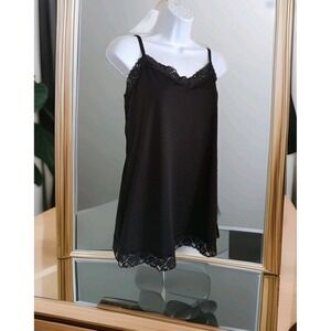 Fashion Bug Cami Tank Top XL Black Camisole Lace Trim Adjustable Straps Feminine